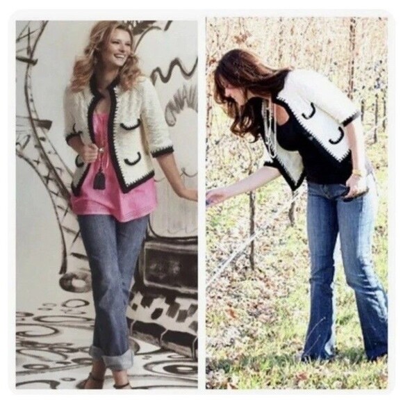 Cabi Cable Knit Open Front Cardigan Sweater XL White Preppy Academia Grandmacore - Picture 8 of 8